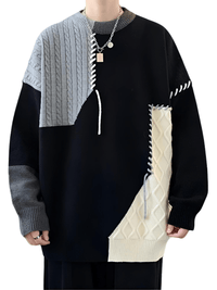 Thumbnail for Men's Patchwork Sweater Trend High Street Fashion Autumn and Winter Warm Men's Top Hip-Hop Street Clothing -, Sweaters , Drestiny , Australia, Beige, Black, Blue, Brown, Dark Grey, FR, Green, Grey, L, Long Sleeves, M, New Zealand, Pullovers, Red, Sweaters, United Kingdom, United States, White, XL, XXL, XXXL , Drestiny , www.shopdrestiny.com