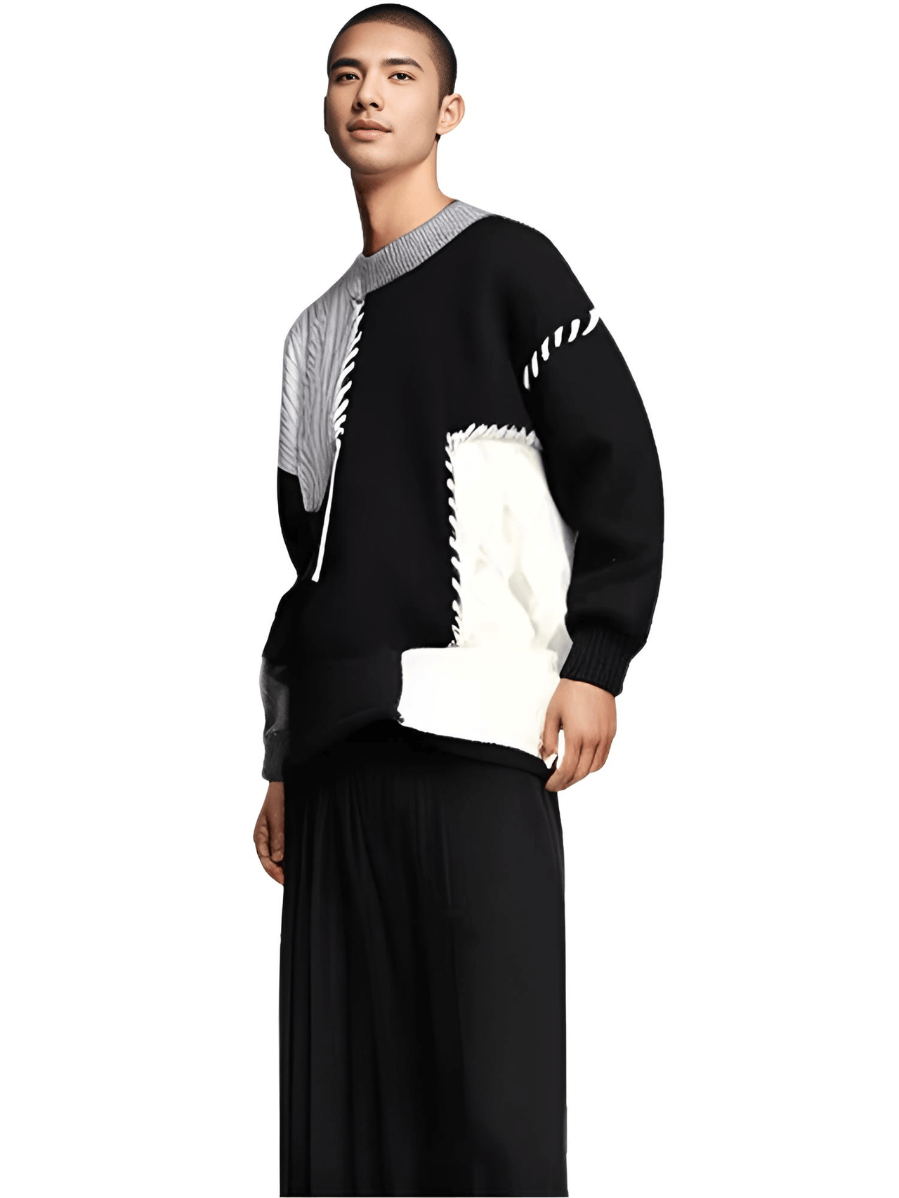 Men's Patchwork Sweater Trend High Street Fashion Autumn and Winter Warm Men's Top Hip-Hop Street Clothing -, Sweaters , Drestiny , Australia, Beige, Black, Blue, Brown, Dark Grey, FR, Green, Grey, L, Long Sleeves, M, New Zealand, Pullovers, Red, Sweaters, United Kingdom, United States, White, XL, XXL, XXXL , Drestiny , www.shopdrestiny.com