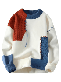 Thumbnail for Men's Patchwork Sweater Trend High Street Fashion Autumn and Winter Warm Men's Top Hip-Hop Street Clothing -, Sweaters , Drestiny , Australia, Beige, Black, Blue, Brown, Dark Grey, FR, Green, Grey, L, Long Sleeves, M, New Zealand, Pullovers, Red, Sweaters, United Kingdom, United States, White, XL, XXL, XXXL , Drestiny , www.shopdrestiny.com