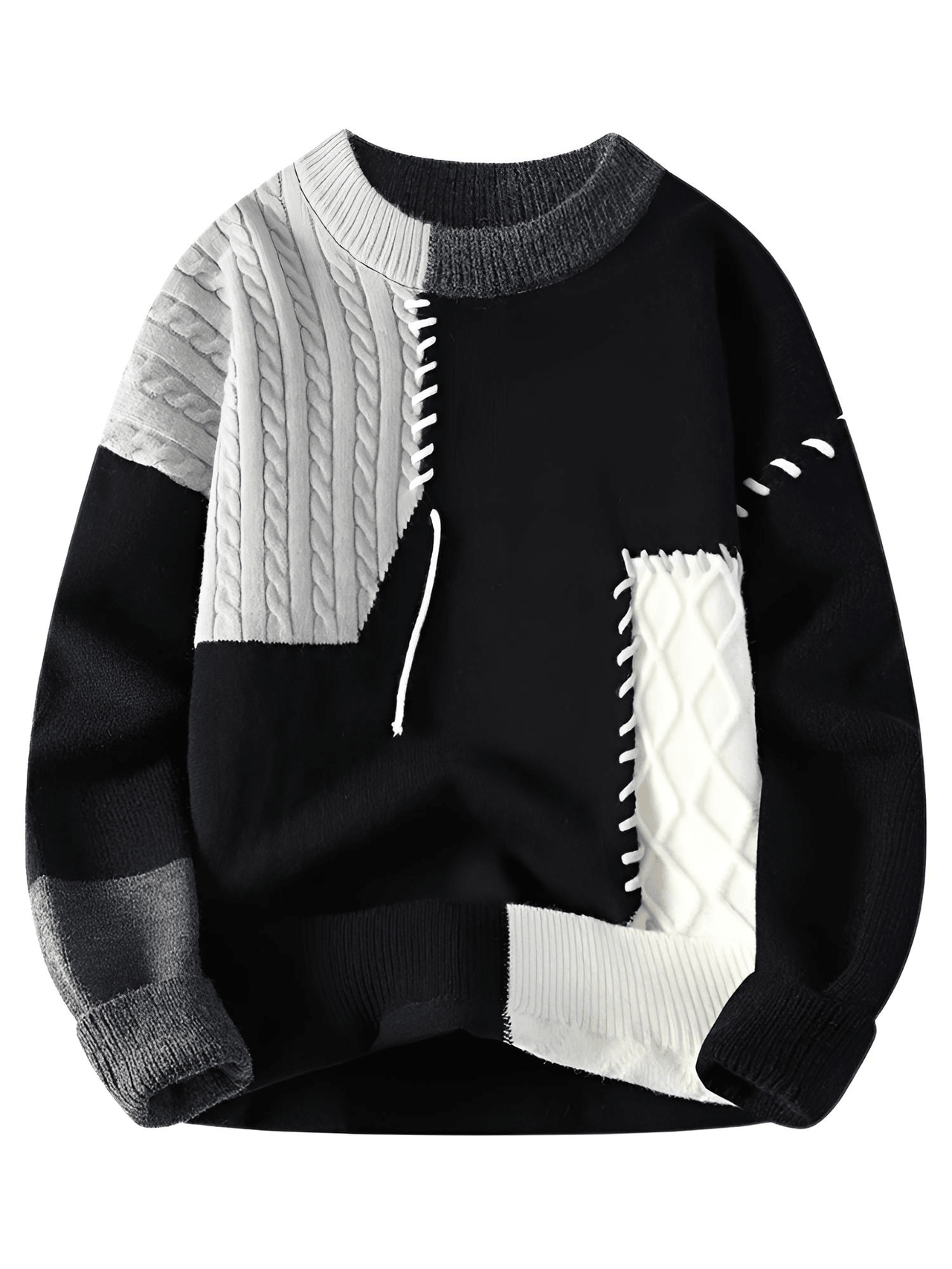 Men's Patchwork Sweater Trend High Street Fashion Autumn and Winter Warm Men's Top Hip-Hop Street Clothing -, Sweaters , Drestiny , Australia, Beige, Black, Blue, Brown, Dark Grey, FR, Green, Grey, L, Long Sleeves, M, New Zealand, Pullovers, Red, Sweaters, United Kingdom, United States, White, XL, XXL, XXXL , Drestiny , www.shopdrestiny.com