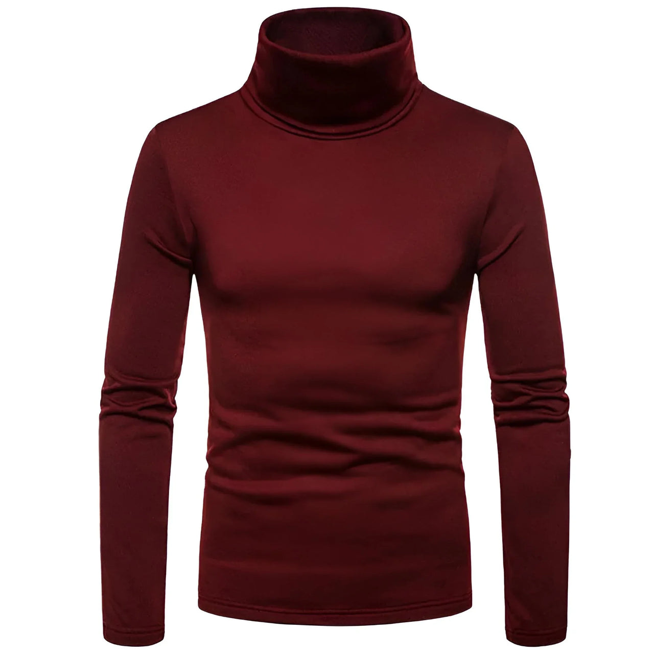 Wine red turtleneck sweater on a white background
