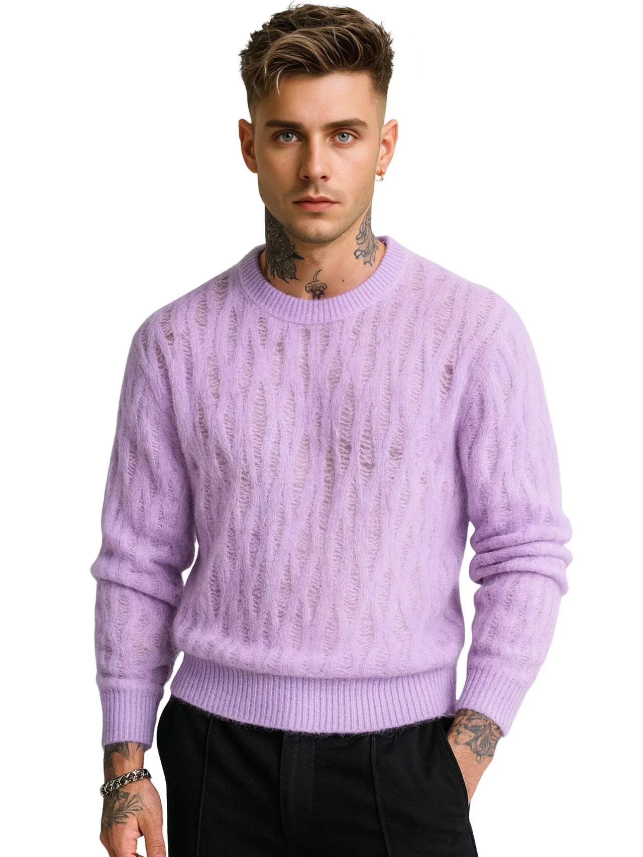 Men's Distressed Sweater Streetwear Fashion