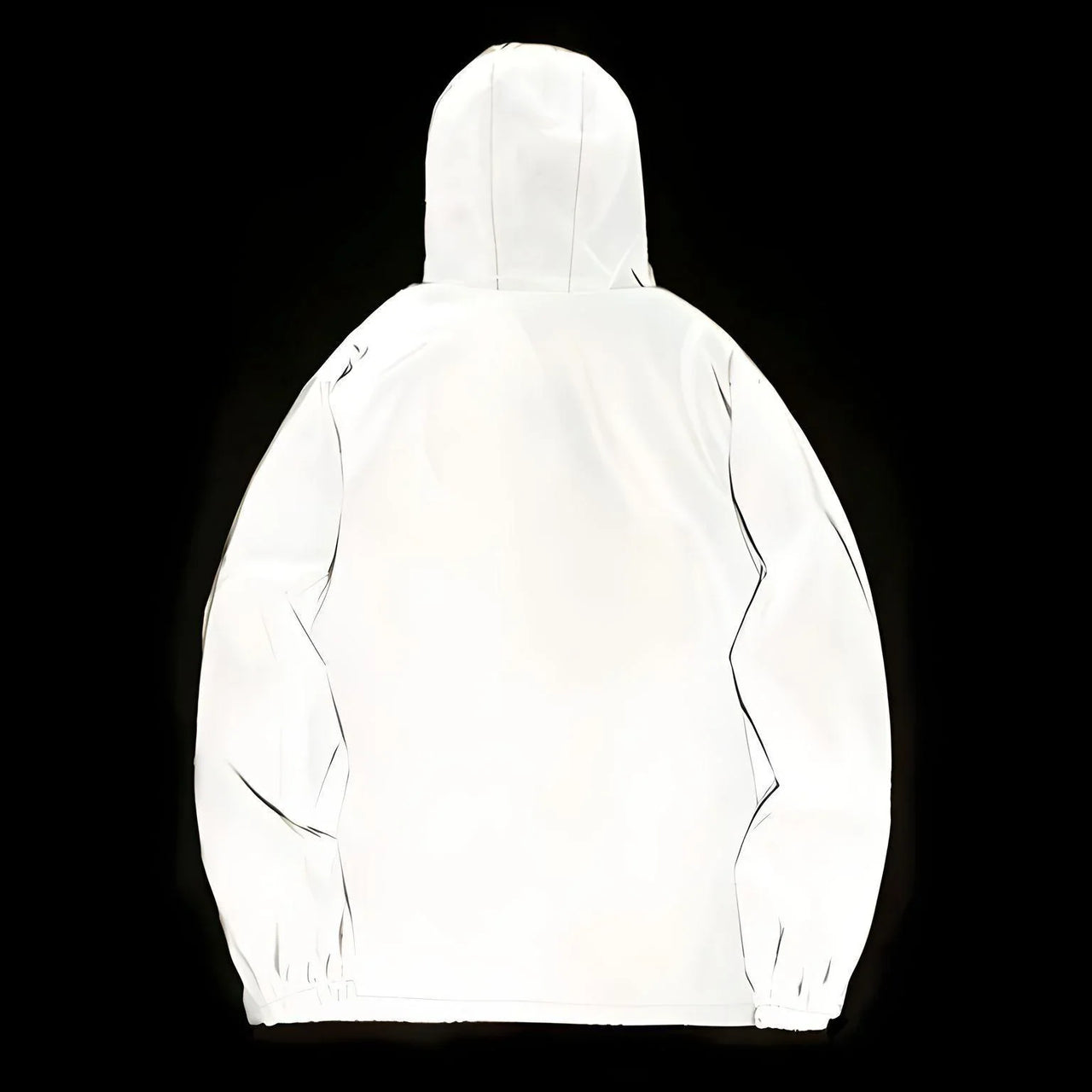 Men's hooded reflective jacket on a black background