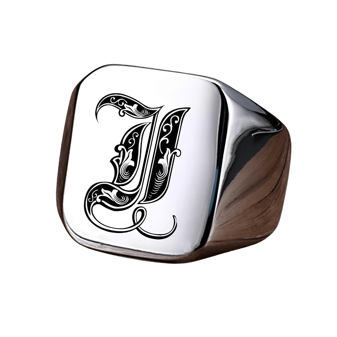 Men's Retro Initial Signet Ring 18mm Bulky Heavy Male Band Stainless Steel Letters Custom Jewelry Gift For Him, Drestiny, Men's Rings, Rings, Name Rings For Men, Silver, Black, Gold, United States, Canada, Australia, New Zealand, United Kingdom, Custom Rings, 8, 9, 10, 11, 12, shopdrestiny.com