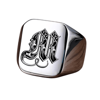 Thumbnail for Men's Retro Initial Signet Ring 18mm Bulky Heavy Male Band Stainless Steel Letters Custom Jewelry Gift For Him, Drestiny, Men's Rings, Rings, Name Rings For Men, Silver, Black, Gold, United States, Canada, Australia, New Zealand, United Kingdom, Custom Rings, 8, 9, 10, 11, 12, shopdrestiny.com