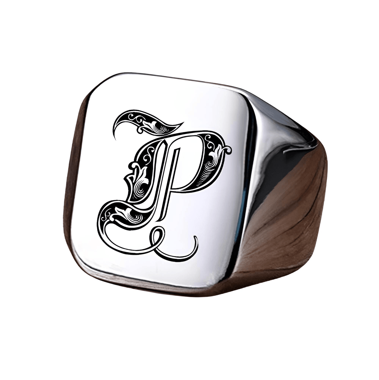 Men's Retro Initial Signet Ring 18mm Bulky Heavy Male Band Stainless Steel Letters Custom Jewelry Gift For Him, Drestiny, Men's Rings, Rings, Name Rings For Men, Silver, Black, Gold, United States, Canada, Australia, New Zealand, United Kingdom, Custom Rings, 8, 9, 10, 11, 12, shopdrestiny.com
