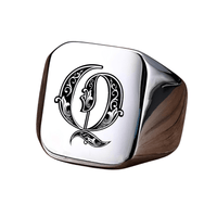 Thumbnail for Men's Retro Initial Signet Ring 18mm Bulky Heavy Male Band Stainless Steel Letters Custom Jewelry Gift For Him, Drestiny, Men's Rings, Rings, Name Rings For Men, Silver, Black, Gold, United States, Canada, Australia, New Zealand, United Kingdom, Custom Rings, 8, 9, 10, 11, 12, shopdrestiny.com