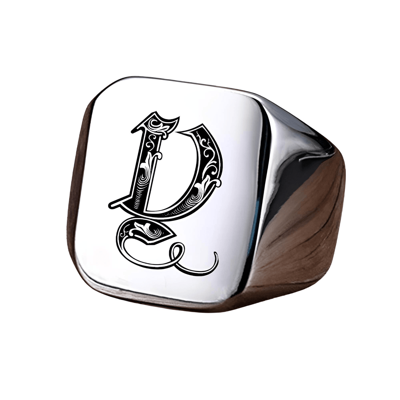 Men's Retro Initial Signet Ring 18mm Bulky Heavy Male Band Stainless Steel Letters Custom Jewelry Gift For Him, Drestiny, Men's Rings, Rings, Name Rings For Men, Silver, Black, Gold, United States, Canada, Australia, New Zealand, United Kingdom, Custom Rings, 8, 9, 10, 11, 12, shopdrestiny.com