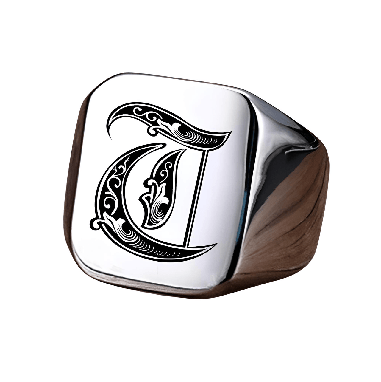 Men's Retro Initial Signet Ring 18mm Bulky Heavy Male Band Stainless Steel Letters Custom Jewelry Gift For Him, Drestiny, Men's Rings, Rings, Name Rings For Men, Silver, Black, Gold, United States, Canada, Australia, New Zealand, United Kingdom, Custom Rings, 8, 9, 10, 11, 12, shopdrestiny.com