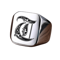 Thumbnail for Men's Retro Initial Signet Ring 18mm Bulky Heavy Male Band Stainless Steel Letters Custom Jewelry Gift For Him, Drestiny, Men's Rings, Rings, Name Rings For Men, Silver, Black, Gold, United States, Canada, Australia, New Zealand, United Kingdom, Custom Rings, 8, 9, 10, 11, 12, shopdrestiny.com