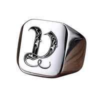 Thumbnail for Men's Retro Initial Signet Ring 18mm Bulky Heavy Male Band Stainless Steel Letters Custom Jewelry Gift For Him, Drestiny, Men's Rings, Rings, Name Rings For Men, Silver, Black, Gold, United States, Canada, Australia, New Zealand, United Kingdom, Custom Rings, 8, 9, 10, 11, 12, shopdrestiny.com