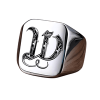 Thumbnail for Men's Retro Initial Signet Ring 18mm Bulky Heavy Male Band Stainless Steel Letters Custom Jewelry Gift For Him, Drestiny, Men's Rings, Rings, Name Rings For Men, Silver, Black, Gold, United States, Canada, Australia, New Zealand, United Kingdom, Custom Rings, 8, 9, 10, 11, 12, shopdrestiny.com