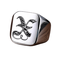Thumbnail for Men's Retro Initial Signet Ring 18mm Bulky Heavy Male Band Stainless Steel Letters Custom Jewelry Gift For Him, Drestiny, Men's Rings, Rings, Name Rings For Men, Silver, Black, Gold, United States, Canada, Australia, New Zealand, United Kingdom, Custom Rings, 8, 9, 10, 11, 12, shopdrestiny.com
