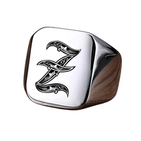 Thumbnail for Men's Retro Initial Signet Ring 18mm Bulky Heavy Male Band Stainless Steel Letters Custom Jewelry Gift For Him, Drestiny, Men's Rings, Rings, Name Rings For Men, Silver, Black, Gold, United States, Canada, Australia, New Zealand, United Kingdom, Custom Rings, 8, 9, 10, 11, 12, shopdrestiny.com