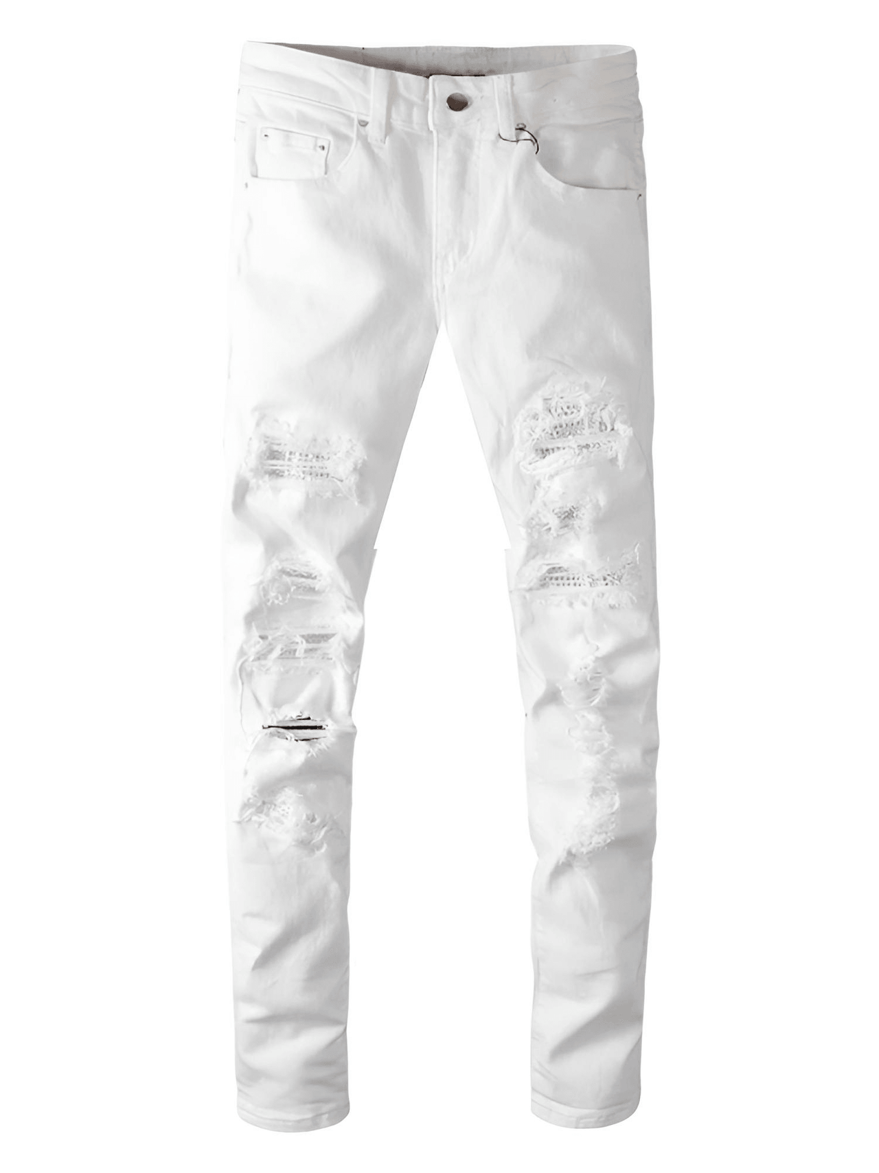 Men's Ripped White Jeans Fashion Slim Skinny Rhinestone Stretch Denim Pants With Holes, Drestiny, White, Jeans, Skinny Jeans, Casual Pants, United States, USA, Australia, New Zealand, United Kingdom, UK, men's white jeans, white jeans for men, white jeans men, men's white denim jeans, slim fit white jeans men, men's white denim, white jeans mens, 28, 29, 30, 31, 32, 33, 34, 36, 38, 40, shopdrestiny.com