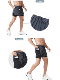 Thumbnail for Men's Running Shorts Quick-Drying Fitness Double Layer Shorts Men's New Sport Workout Training Bodybuilding Shorts, Drestiny, Shorts, S, M, L, XL, XXL, United States, Canada, Australia, Gender_Men, New Zealand, United Kingdom, UK, Blue-Grey, White, Black, Fluorescent Green, Fluorescent Blue, Army Green, Brown, Sky Blue, Dark Pink, Purple, Orange, running shorts for men, men's athletic shorts, men's running shorts with pockets, running shorts men, men's gym shorts, 2 n 1 running shorts men, shopdrestiny.com