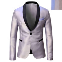 Thumbnail for Silver blazer with black lapels on a white background
