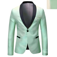 Thumbnail for Light green blazer with black lapels on a white background