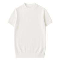 Thumbnail for Short sleeve whtie mock neck shirt on a white background