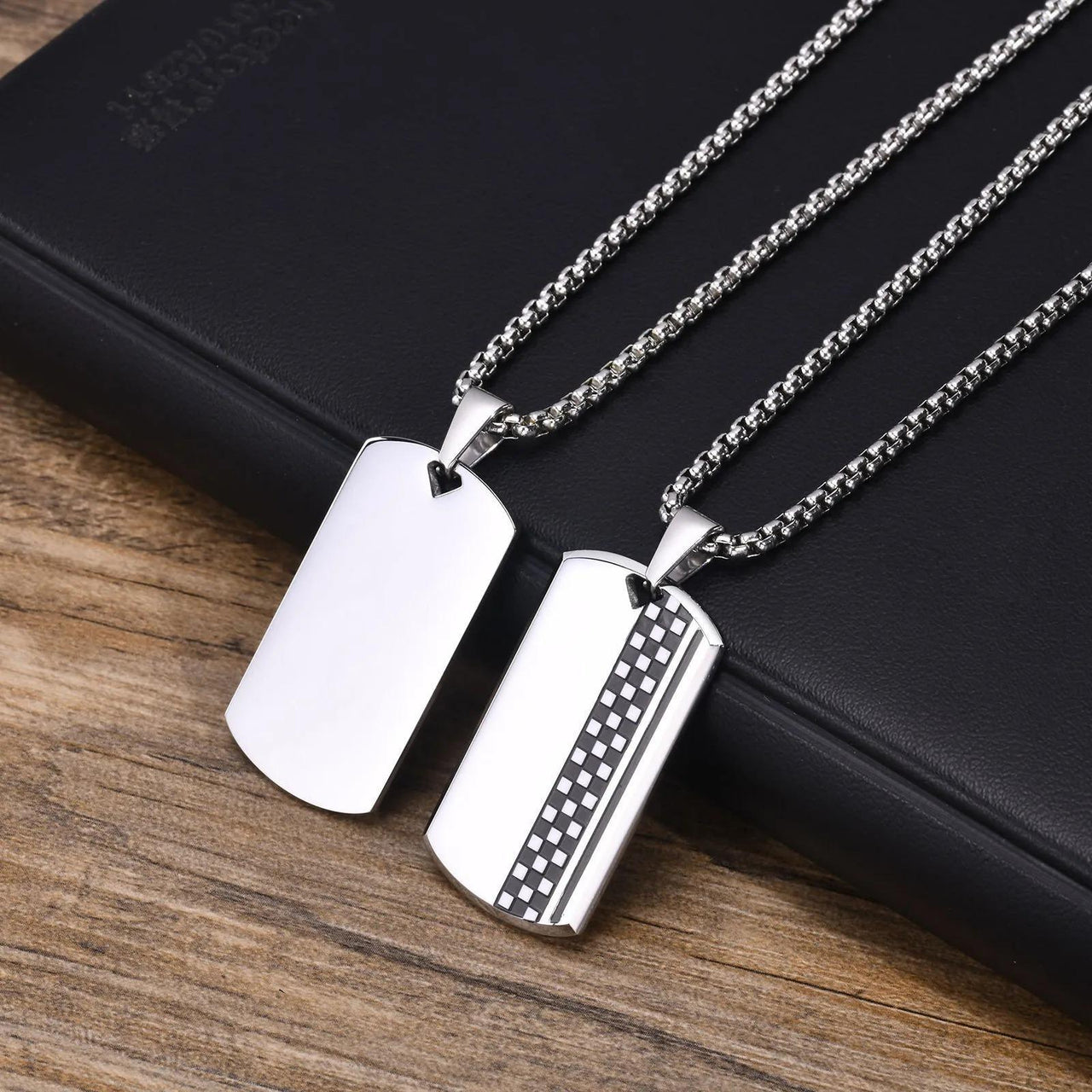Men's Stainless Steel Dog Tag Pendant Necklace Geometric Dogtag Necklaces Gift for Him Jewelry, Drestiny, FR, Men's Dog Tags, Military Dog Tags, Silver, Black, Gold, 20", 22", 24", United States, Canada, Australia, New Zealand, United Kingdom, shopdrestiny.com