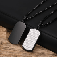 Thumbnail for Men's Stainless Steel Dog Tag Pendant Necklace Geometric Dogtag Necklaces Gift for Him Jewelry, Drestiny, FR, Men's Dog Tags, Military Dog Tags, Silver, Black, Gold, 20