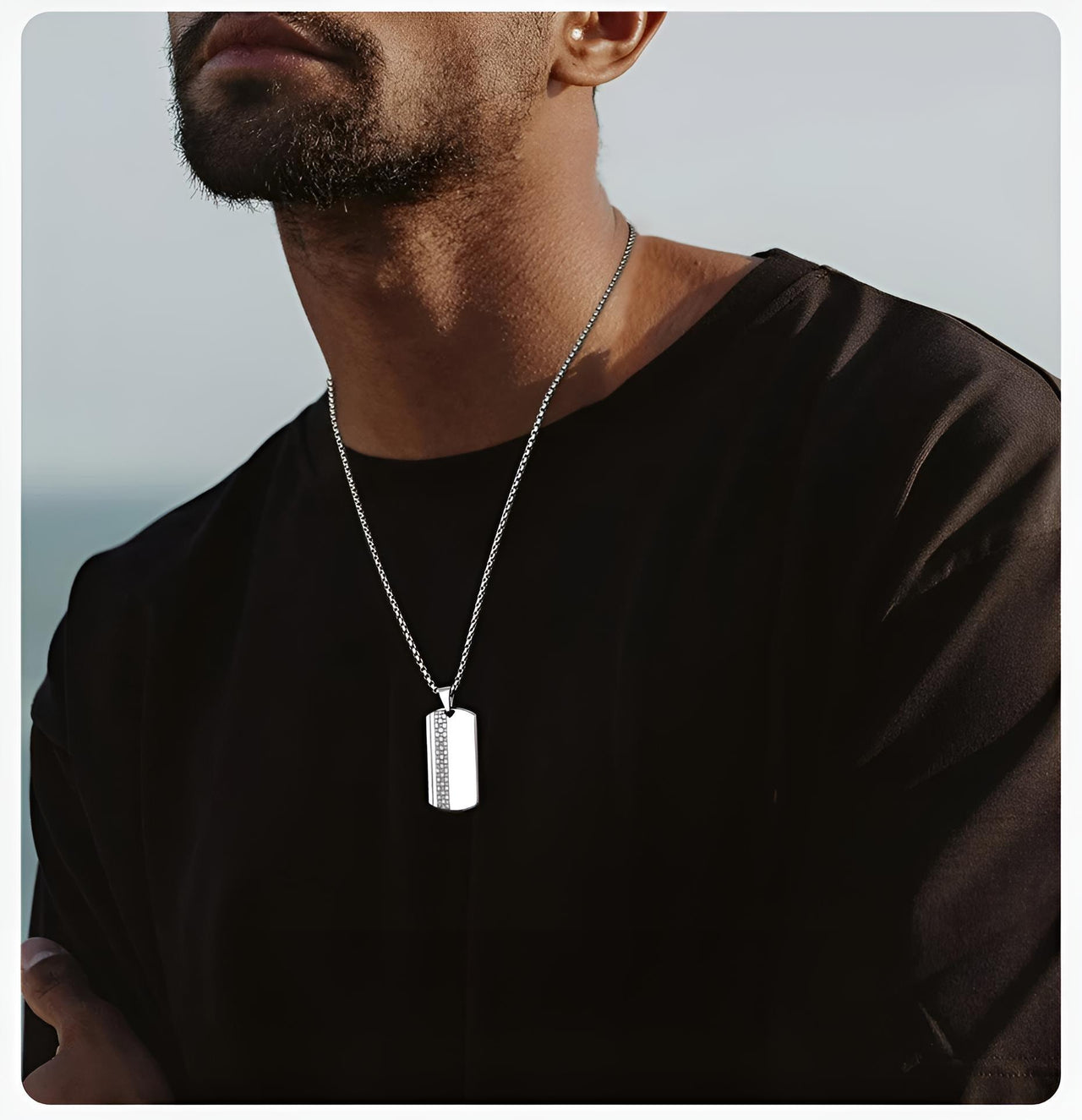 Men's Stainless Steel Dog Tag Pendant Necklace Geometric Dogtag Necklaces Gift for Him Jewelry, Drestiny, FR, Men's Dog Tags, Military Dog Tags, Silver, Black, Gold, 20", 22", 24", United States, Canada, Australia, New Zealand, United Kingdom, shopdrestiny.com