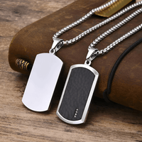 Thumbnail for Men's Stainless Steel Dog Tag Pendant Necklace Geometric Dogtag Necklaces Gift for Him Jewelry, Drestiny, FR, Men's Dog Tags, Military Dog Tags, Silver, Black, Gold, 20