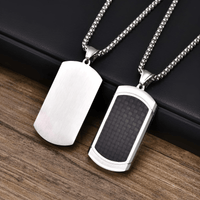 Thumbnail for Men's Stainless Steel Dog Tag Pendant Necklace Geometric Dogtag Necklaces Gift for Him Jewelry, Drestiny, FR, Men's Dog Tags, Military Dog Tags, Silver, Black, Gold, 20