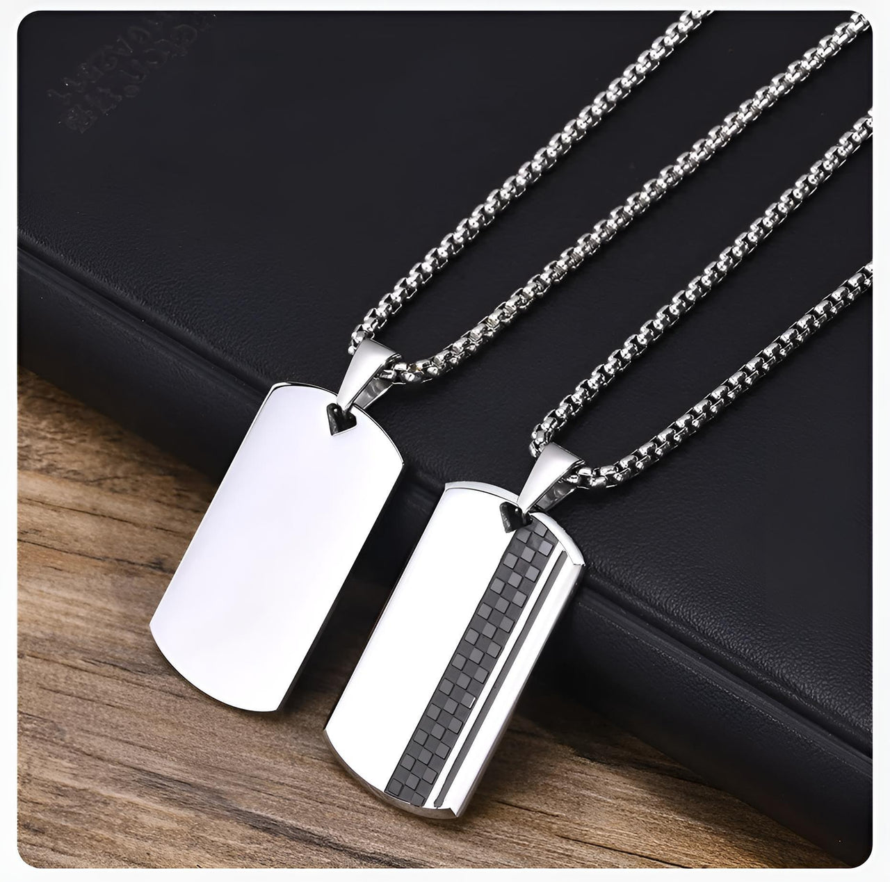 Men's Stainless Steel Dog Tag Pendant Necklace Geometric Dogtag Necklaces Gift for Him Jewelry, Drestiny, FR, Men's Dog Tags, Military Dog Tags, Silver, Black, Gold, 20", 22", 24", United States, Canada, Australia, New Zealand, United Kingdom, shopdrestiny.com