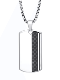Thumbnail for Men's Stainless Steel Dog Tag Pendant Necklace Geometric Dogtag Necklaces Gift for Him Jewelry, Drestiny, FR, Men's Dog Tags, Military Dog Tags, Silver, Black, Gold, 20
