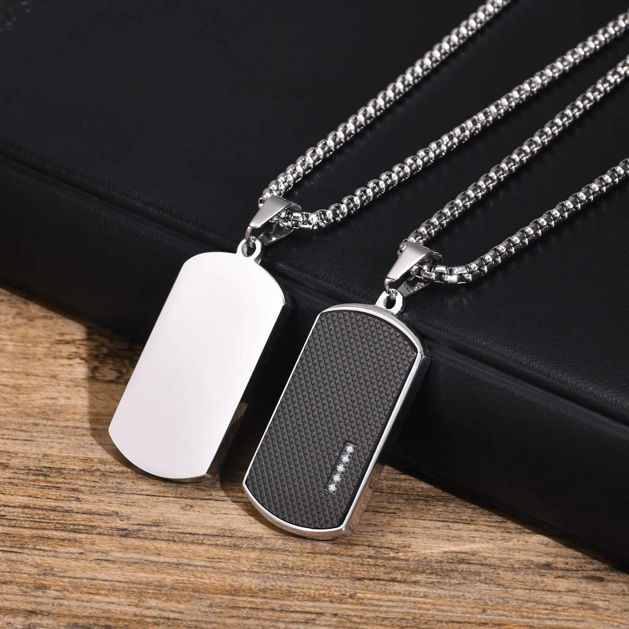 Men's Stainless Steel Dog Tag Pendant Necklace Geometric Dogtag Necklaces Gift for Him Jewelry, Drestiny, FR, Men's Dog Tags, Military Dog Tags, Silver, Black, Gold, 20", 22", 24", United States, Canada, Australia, New Zealand, United Kingdom, shopdrestiny.com