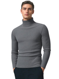 Thumbnail for Man wearing a dark gray turtleneck sweater on a white background
