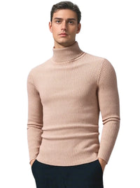 Thumbnail for Man wearing a khaki turtleneck sweater on a white background