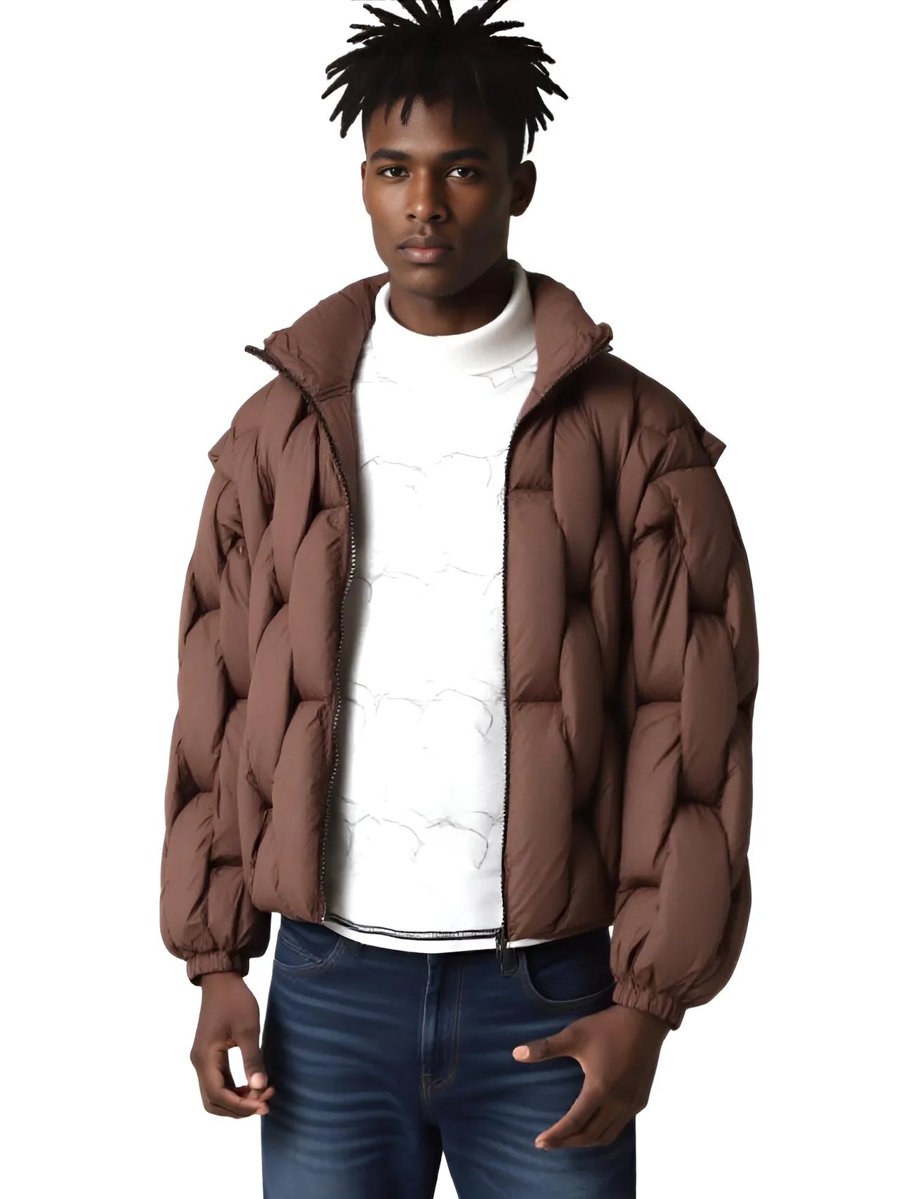 Men's Thick Parkas Jackets Luxury Designer Square Weave Bubble Coat High Collar Warm Jacket Casual Oversized Warm, Drestiny, Coats, Puffer Jackets, United States, Canada, Australia, United Kingdom, USA, Uk , Black, Brown, Khaki, White, Green, S, M, L, XL, Men's Puffer Jackets, Best Men's Winter Coats, Men's Bubble Coats, shopdrestiny.com