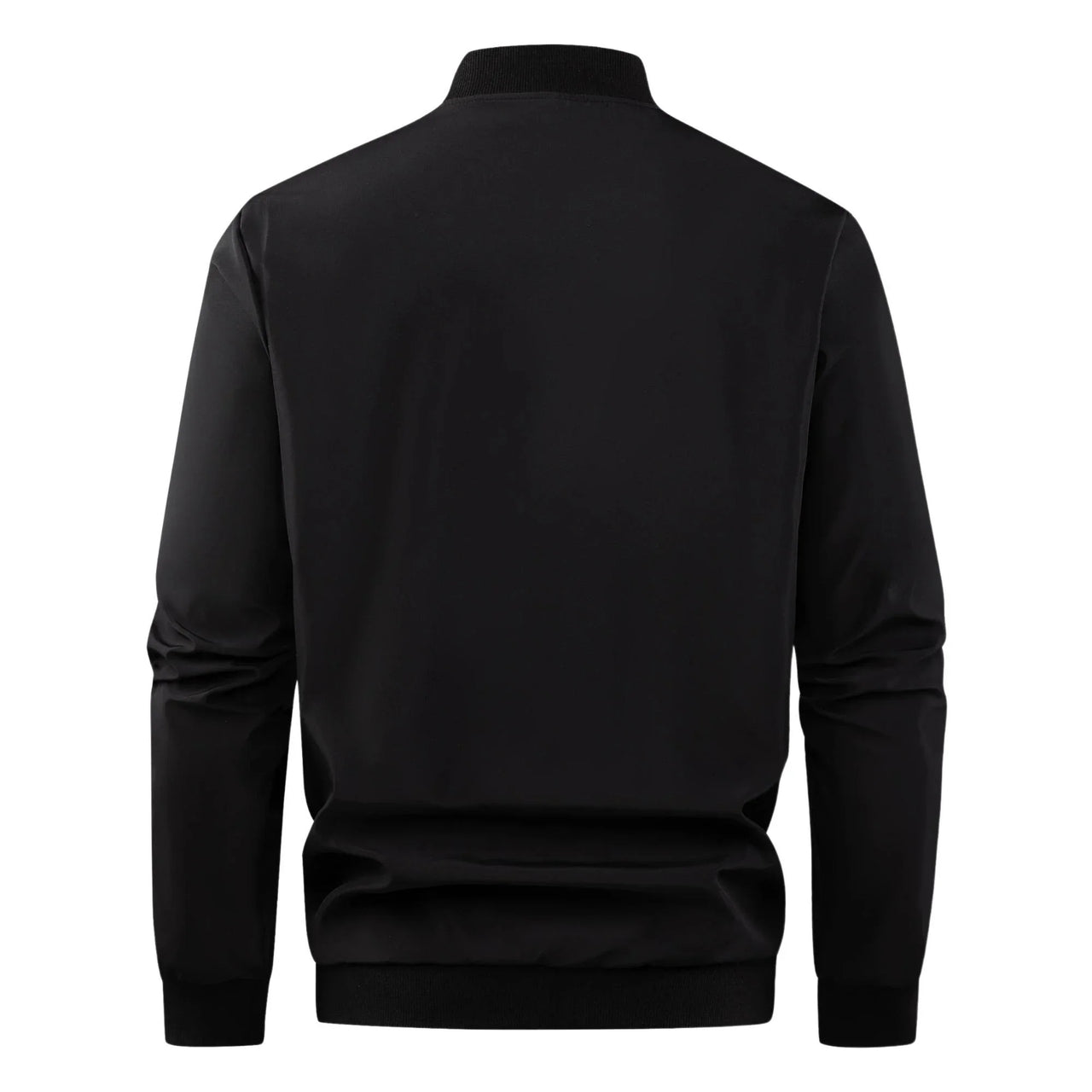 Black quarter-zip sweatshirt on a white background