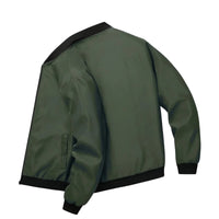 Thumbnail for Gray bomber jacket with black trim on a white background