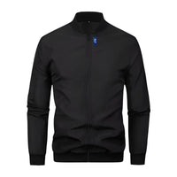 Thumbnail for Black jacket with a blue label on a white background