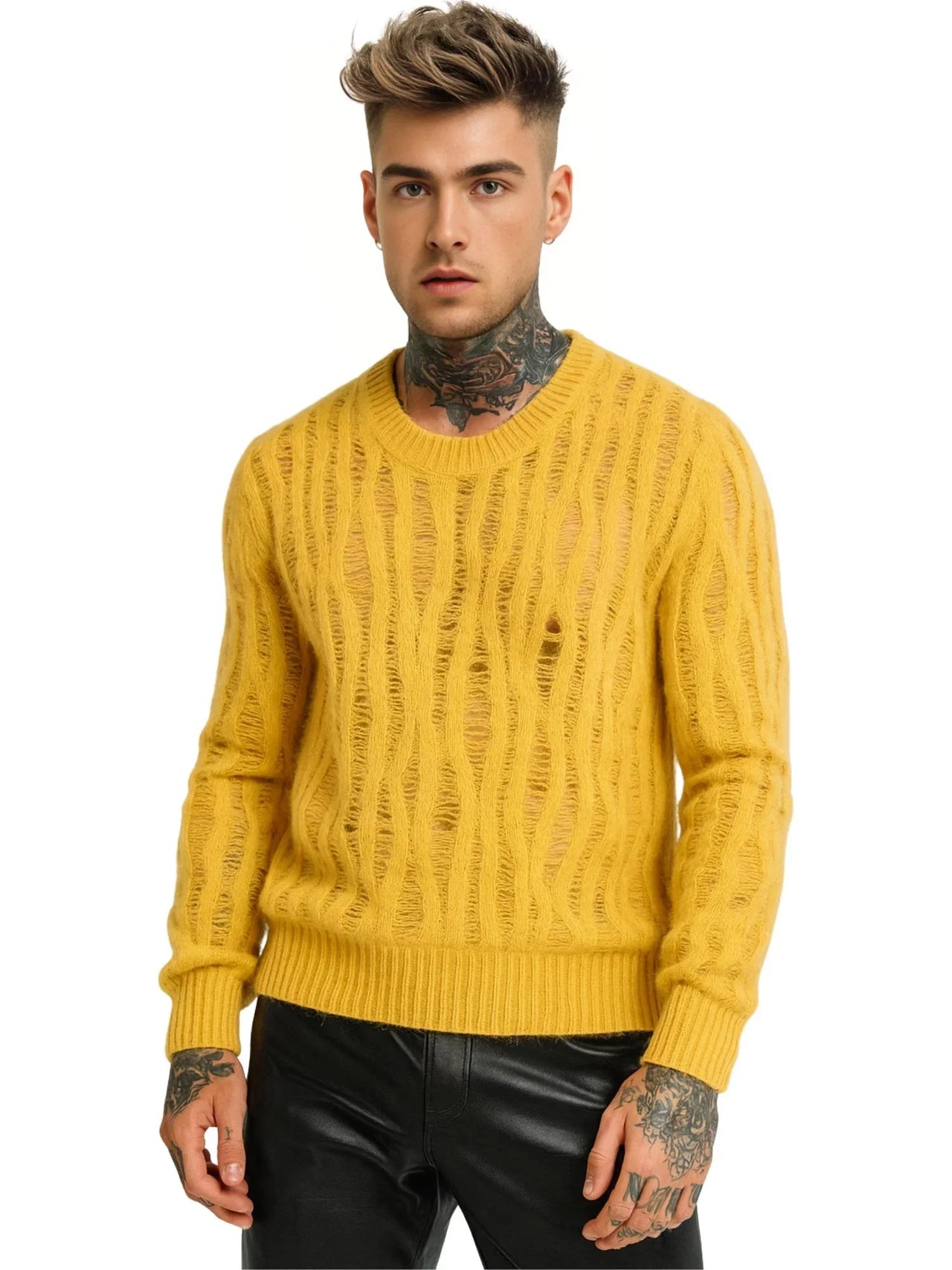 Men's Distressed Sweater Streetwear Fashion