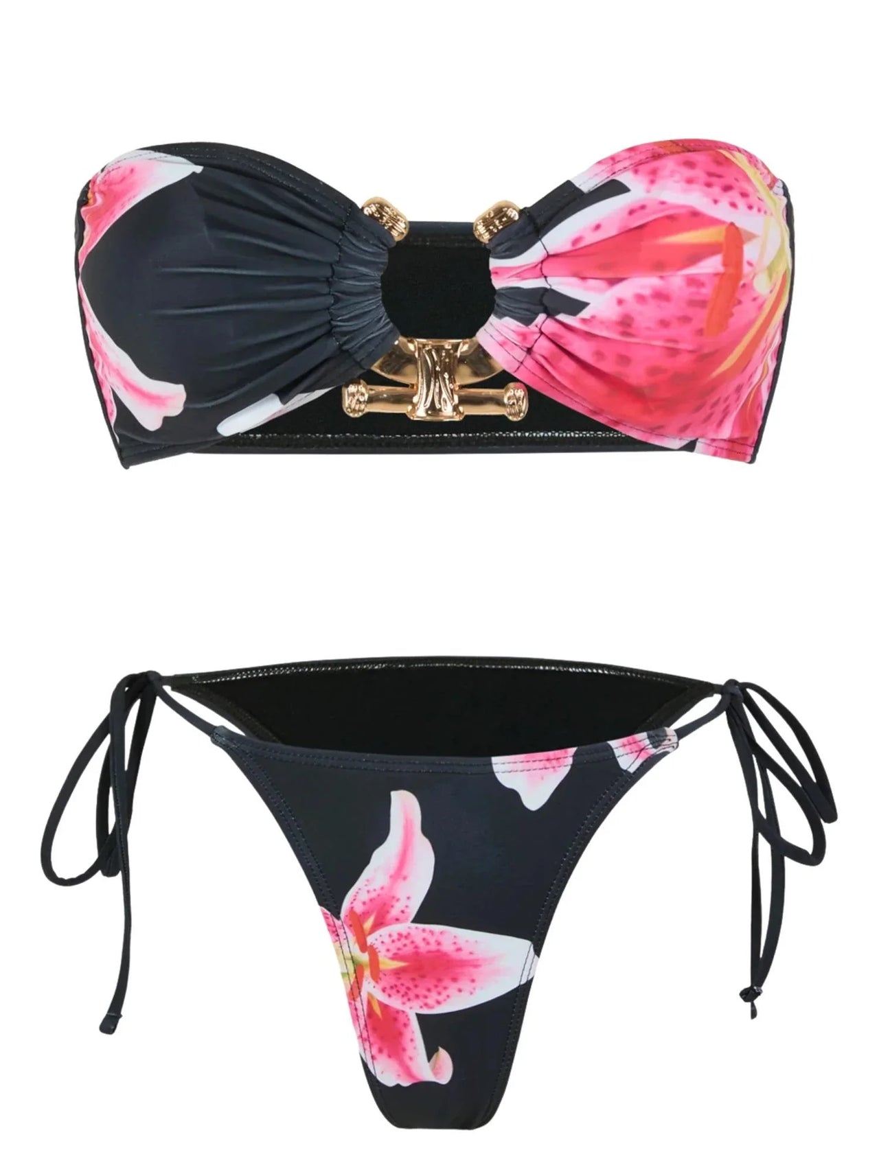 Bikini set with floral design on a white background