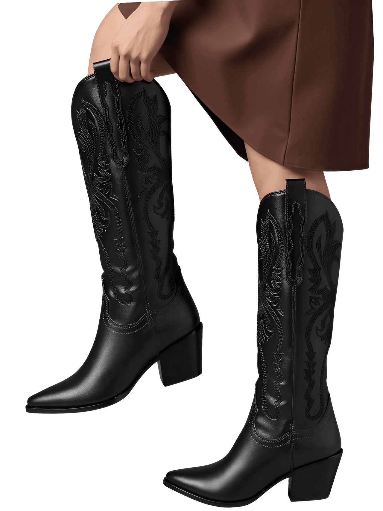 Metallic Cowboy Boots Pink Western Cowgirl Boots For Women Pointed Toe Stacked Heeled Mid Calf Embroideried Shoes, Drestiny, Boots, Cowgirl Boots, Cowboy Boots, United States, USA, Canada, Australia, New Zealand, United Kingdom, UK, Metallic Pink, Metallic Silver, Metallic Green, Black Matte, Green Matte, Deep Pink, Gold, 5, 6, 6.5, 7.5, 8.5, 9, 9.5, 10, 10.5, silver cowboy boots, gold cowboy boots, shopdrestiny.com