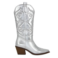Thumbnail for Metallic Cowboy Boots Pink Western Cowgirl Boots For Women Pointed Toe Stacked Heeled Mid Calf Embroideried Shoes, Drestiny, Boots, Cowgirl Boots, Cowboy Boots, United States, USA, Canada, Australia, New Zealand, United Kingdom, UK, Metallic Pink, Metallic Silver, Metallic Green, Black Matte, Green Matte, Deep Pink, Gold, 5, 6, 6.5, 7.5, 8.5, 9, 9.5, 10, 10.5, silver cowboy boots, gold cowboy boots, shopdrestiny.com