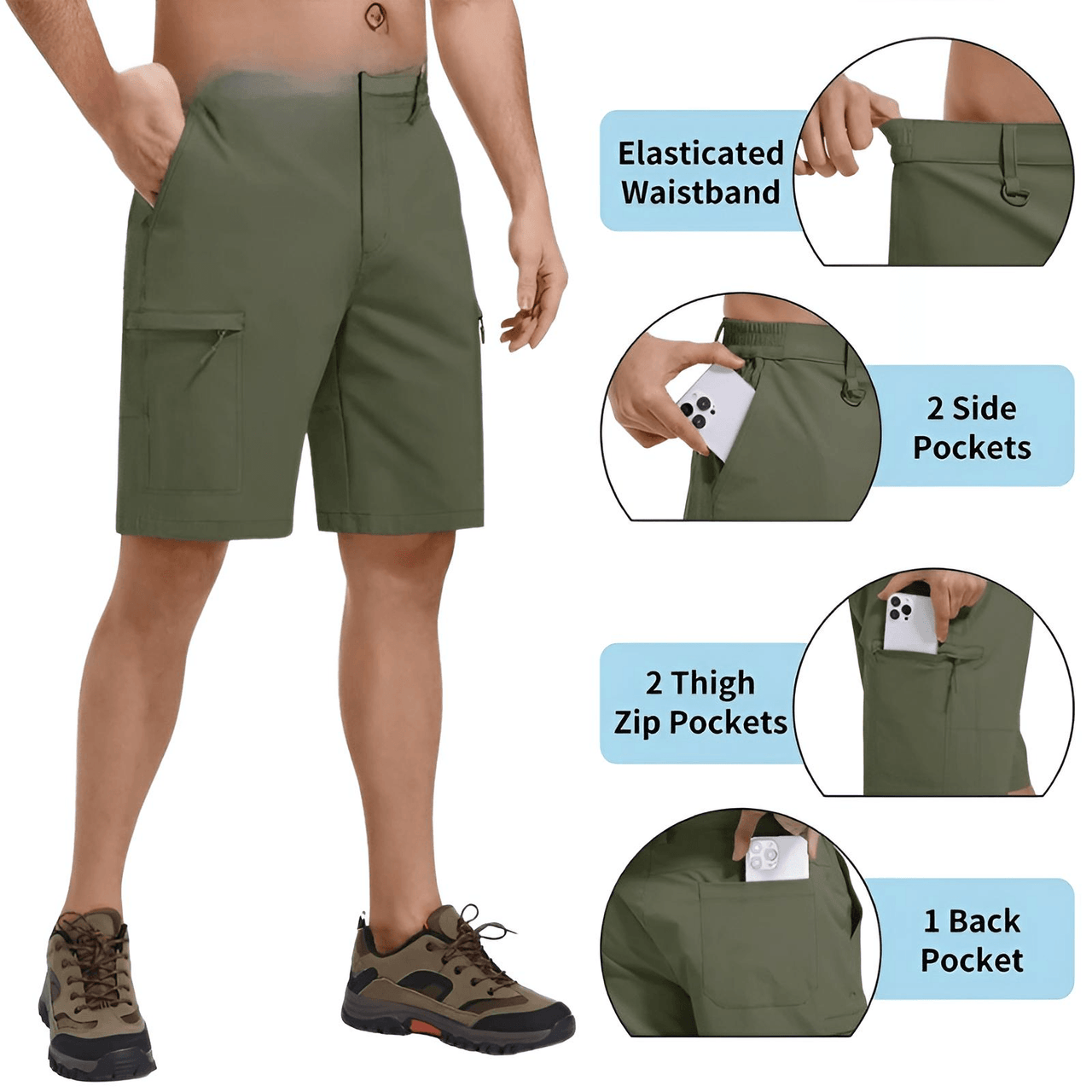 Moisture Wicking Casual Shorts Mens Cargo Work Shorts Rip-Stop -, Shorts , Drestiny , 30, 32, 34, 36, 38, 40, 4XL, Army Green, Australia, Black, Blue, Blue Grey, Canada, Dark Grey, Green, Khaki, L, Light Grey, M, Mint Green, New Zealand, Orange, Shorts, Turquoise, United Kingdom, United States, White, XL, XXL, XXXL , Drestiny , www.shopdrestiny.com
