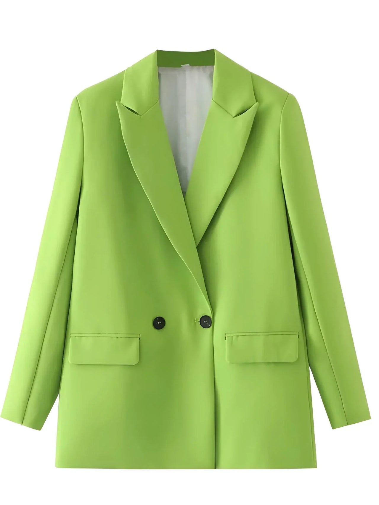 Neon green blazer on a white background