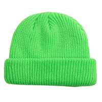 Thumbnail for Neon green knit beanie on a white background