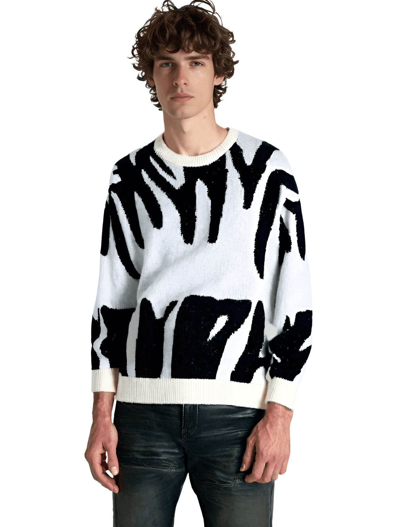 New Popular Men's Irregular Graphic Print Pullover Sweater Casual Round Neck Contrast Color Knitted Men's Pullovers Autumn Winter, Drestiny, Sweaters, Men's Sweaters, Pullovers, Long Sleeves, Men's Sweaters, Best Men's Sweaters, Wool Sweaters for Men, Cheap Sweaters for Men, United States, USA, Australia, New Zealand, United Kingdom, S, M, L, XL, XXL, 2XL, Dark Grey, Dodger Blue, Black, White, Dark Red, Green, Brown, Beige, Off white, Army Green, shopdrestiny.com