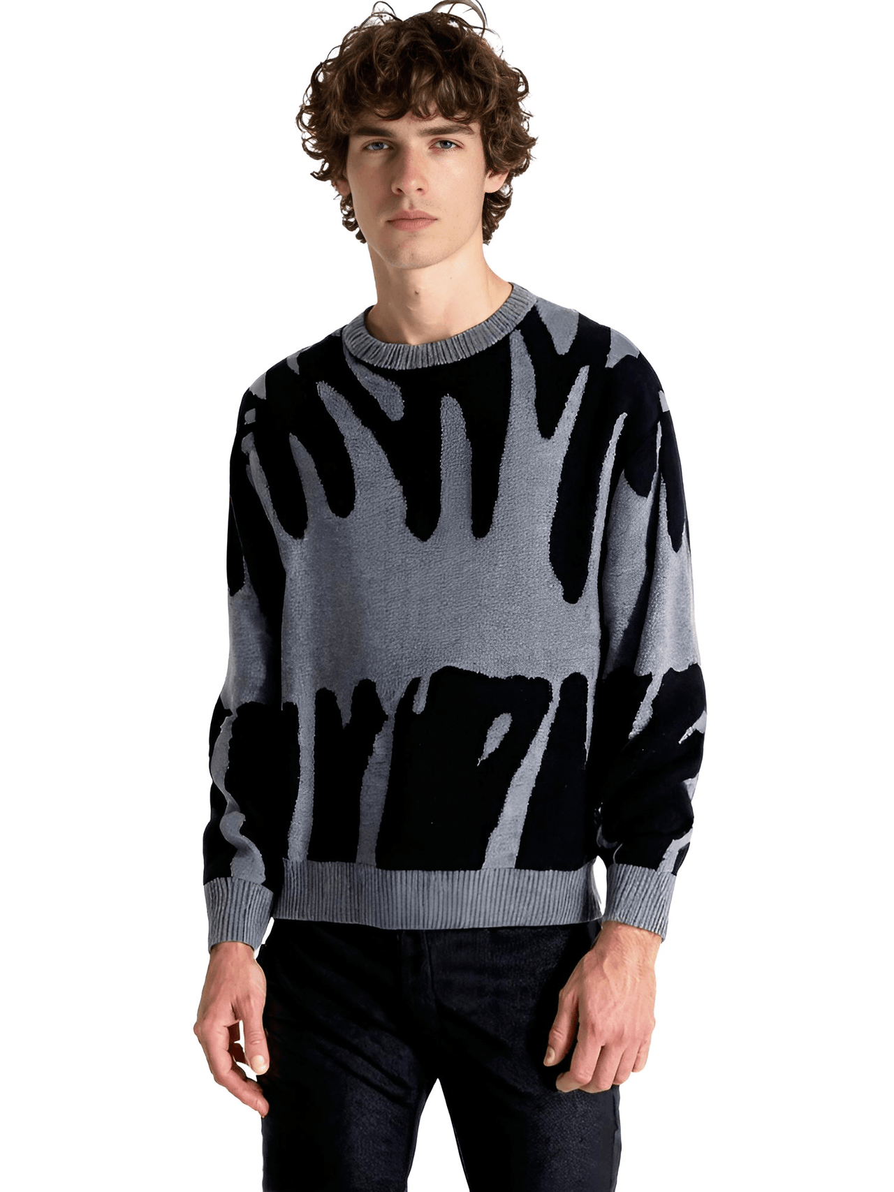 New Popular Men's Irregular Graphic Print Pullover Sweater Casual Round Neck Contrast Color Knitted Men's Pullovers Autumn Winter, Drestiny, Sweaters, Men's Sweaters, Pullovers, Long Sleeves, Men's Sweaters, Best Men's Sweaters, Wool Sweaters for Men, Cheap Sweaters for Men, United States, USA, Australia, New Zealand, United Kingdom, S, M, L, XL, XXL, 2XL, Dark Grey, Dodger Blue, Black, White, Dark Red, Green, Brown, Beige, Off white, Army Green, shopdrestiny.com