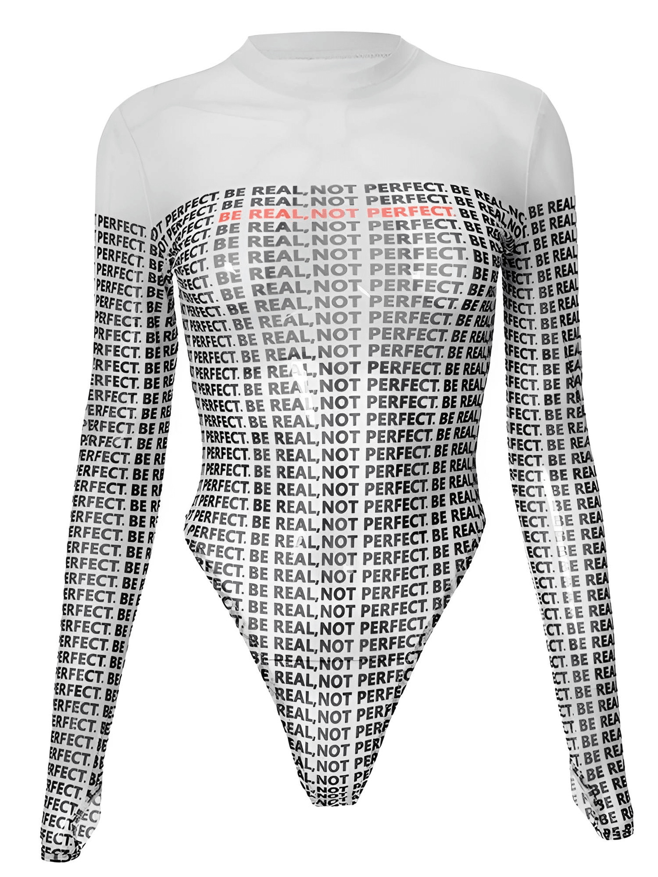 Be Real Not Perfect Long Sleeve Transparent Bodysuit Women's Paneled Newspaper Long Sleeve Round Neck Shirts Beautiful Hot, Drestiny, Bodysuits, Long Sleeve Shirts, Women's Shirts, Casual Shirts, White, Black, S, M, L, United States, Canada, Australia, New Zealand, United Kingdom, Top Selling Shirts For Women, FR, Gender_Women, shopdrestiny.com