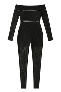 Thumbnail for Black long-sleeve top and leggings set on a white background