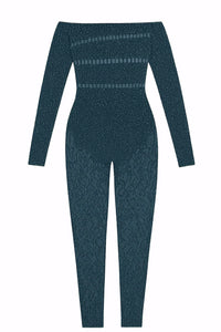 Thumbnail for Teal textured jumpsuit on a white background