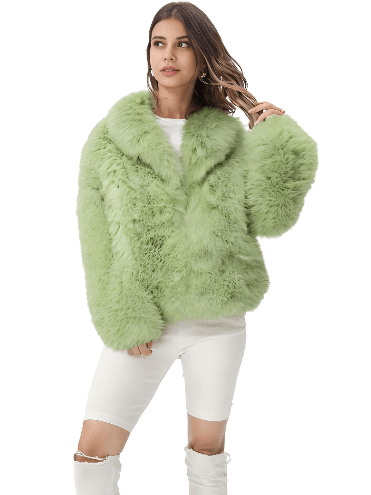 Oversize Plush Fur Coat For Women Elegant Soft Warm Long Sleeve Loose Jackets Winter Chic Street Outerwear , Coats, Drestiny, Jackets, Green, Beige, Brown, United States, Australia, New Zealand, United Kingdom, S, M, L, shopdrestiny.com, faux fur coats